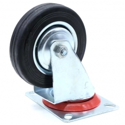 Castor swivel Black wheel with red band 125mm